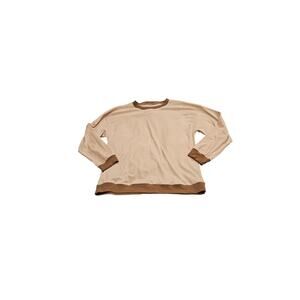 Minimalist Beige & Brown Crewneck Pullover XXL Neutral Lounge Top